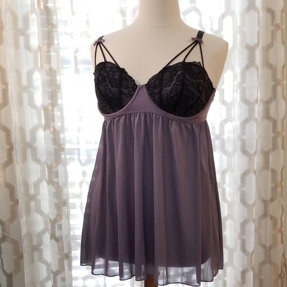 Strappy Mesh & Lace Babydoll plus size